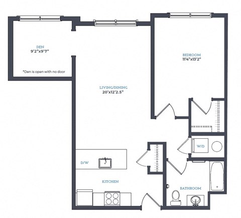 1 bed 1 bath A1.3 Floor Plan at Canfield Park at Fairfield Metro, Connecticut
